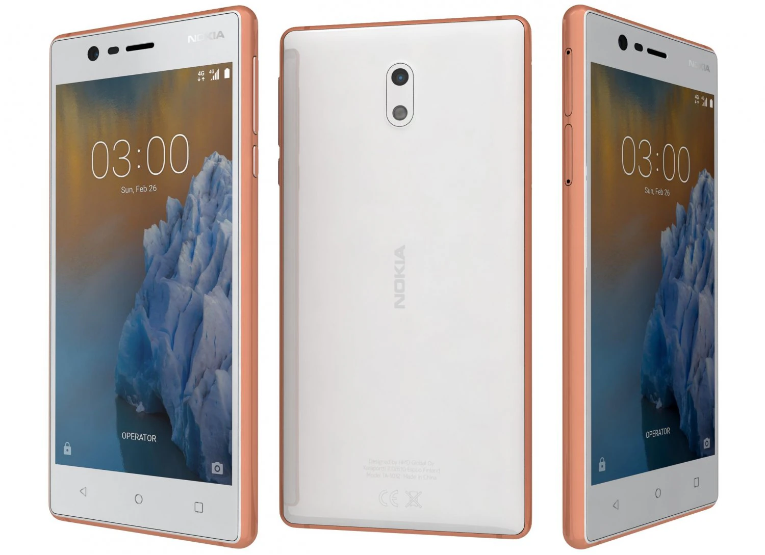 nokia 3 copper white 3D Model .c4d .max .obj .3ds .fbx .stl .blend