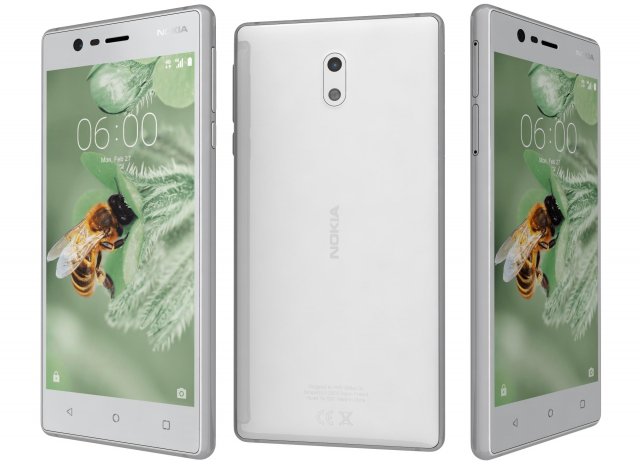 nokia 3 silver white Modelo 3D .c4d .max .obj .3ds .fbx .stl .blend 