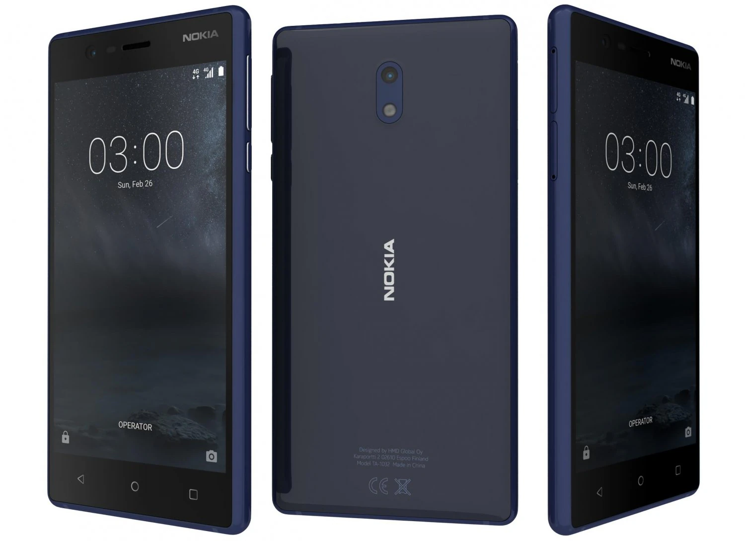 nokia 3 tempered blue 3D Model .c4d .max .obj .3ds .fbx .stl .blend 