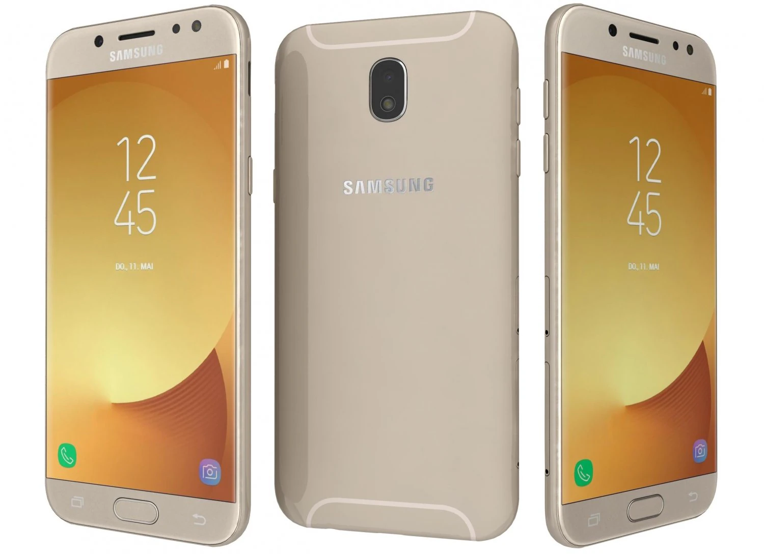 samsung galaxy j5 2017 gold 3D Model .c4d .max .obj .3ds .fbx .stl .blend 