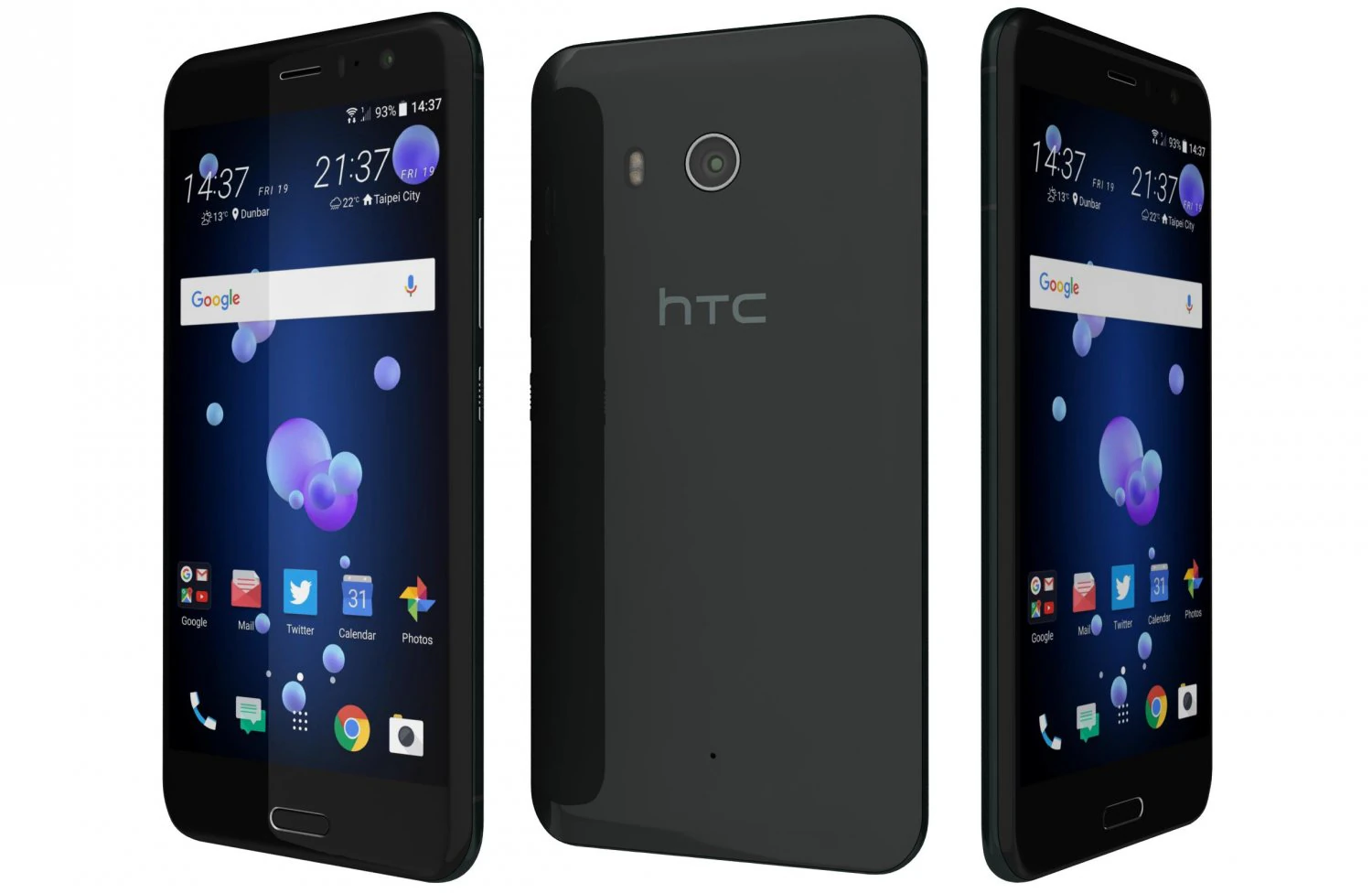 htc u11 brilliant black 3D Model .c4d .max .obj .3ds .fbx .stl .blend