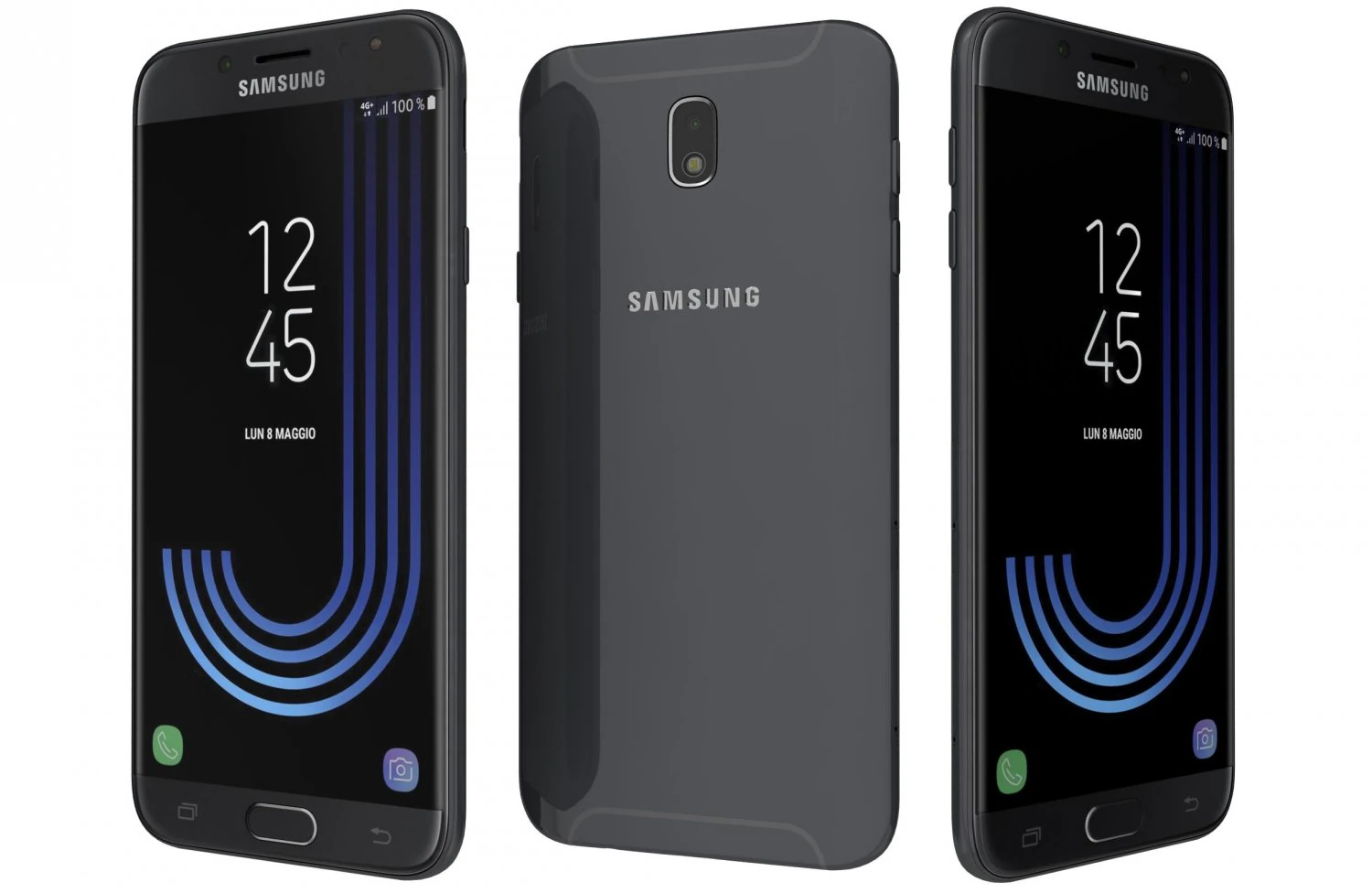 samsung galaxy j7 2017 black 3D Model .c4d .max .obj .3ds .fbx .stl .blend 