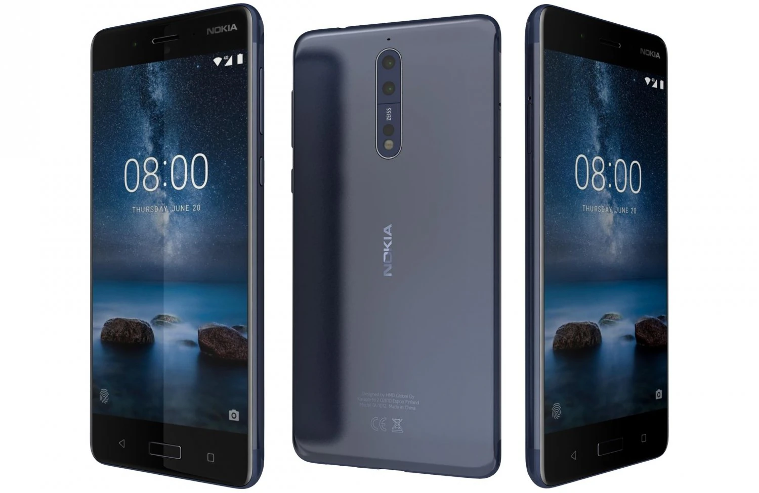 nokia 8 polished blue 3D Model .c4d .max .obj .3ds .fbx .stl .blend