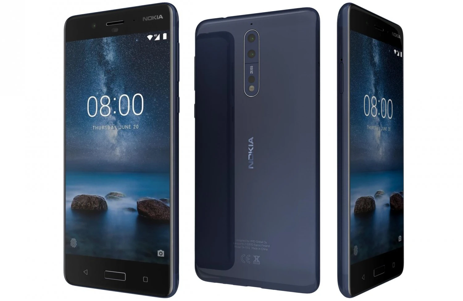 nokia 8 tempered blue 3D Model .c4d .max .obj .3ds .fbx .stl .blend 