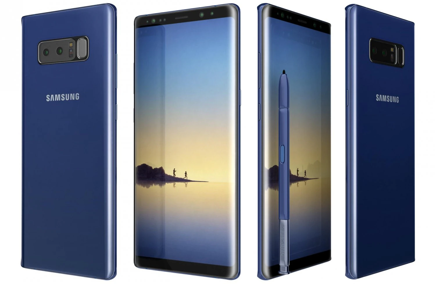 samsung galaxy note 8 blue 3D Model .c4d .max .obj .3ds .fbx .stl .blend 