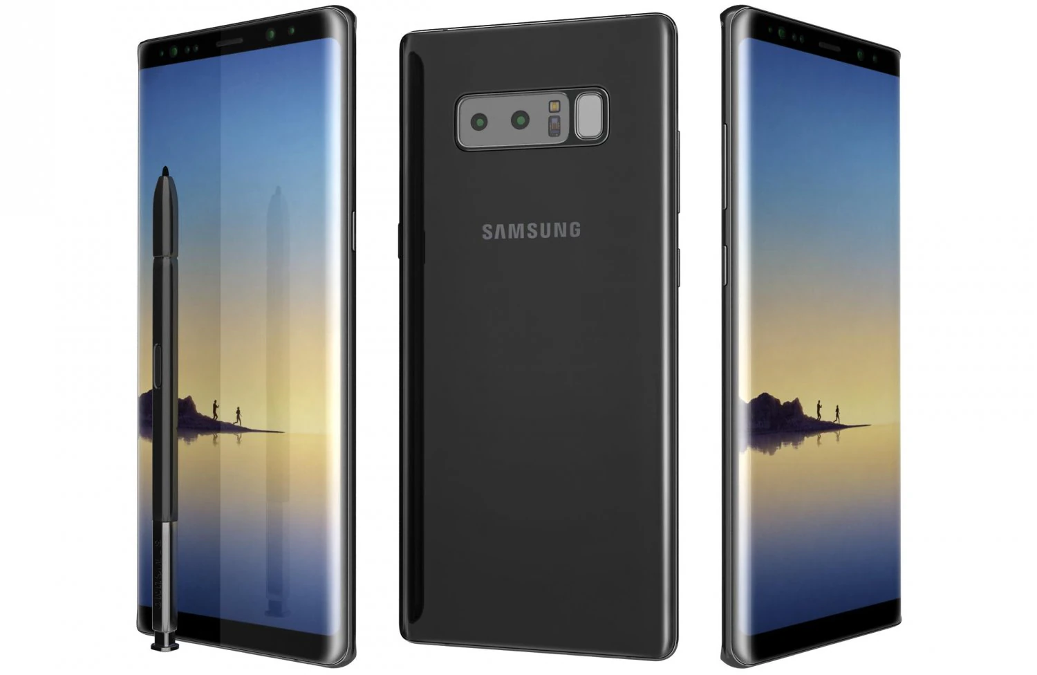 samsung galaxy note 8 midnight black 3D Model .c4d .max .obj .3ds .fbx .stl .blend