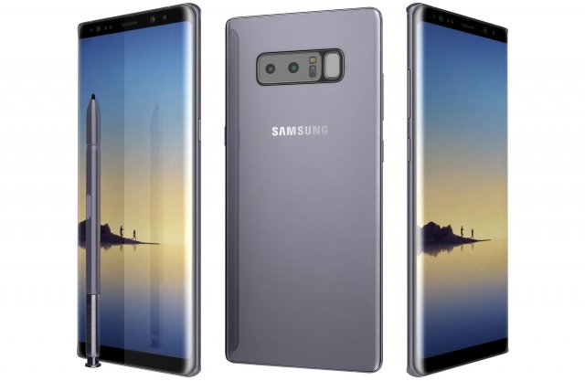 samsung galaxy note 8 orchid grey 3D Модель .c4d .max .obj .3ds .fbx .stl .blend 