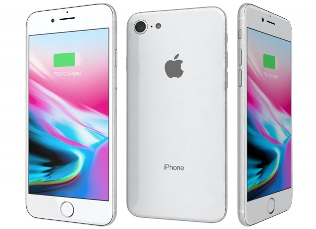 apple iphone 8 silver Modello 3D .c4d .max .obj .3ds .fbx .stl .blend 
