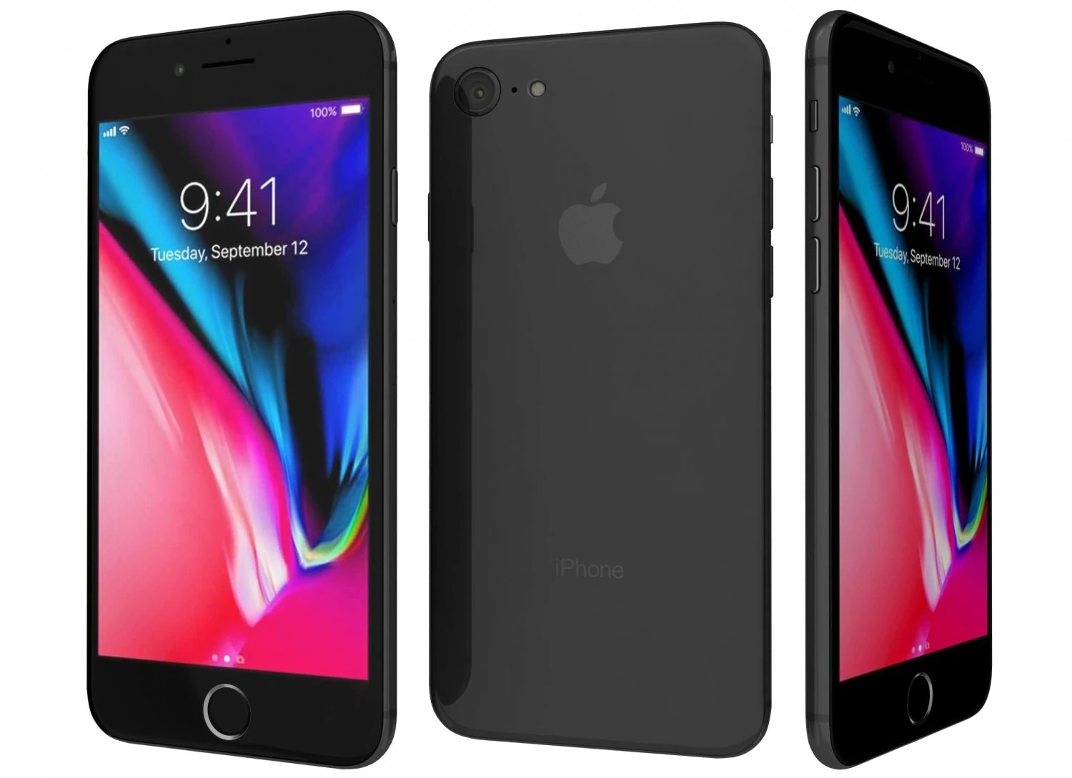 apple iphone 8 space gray 3D Model .c4d .max .obj .3ds .fbx .stl .blend 