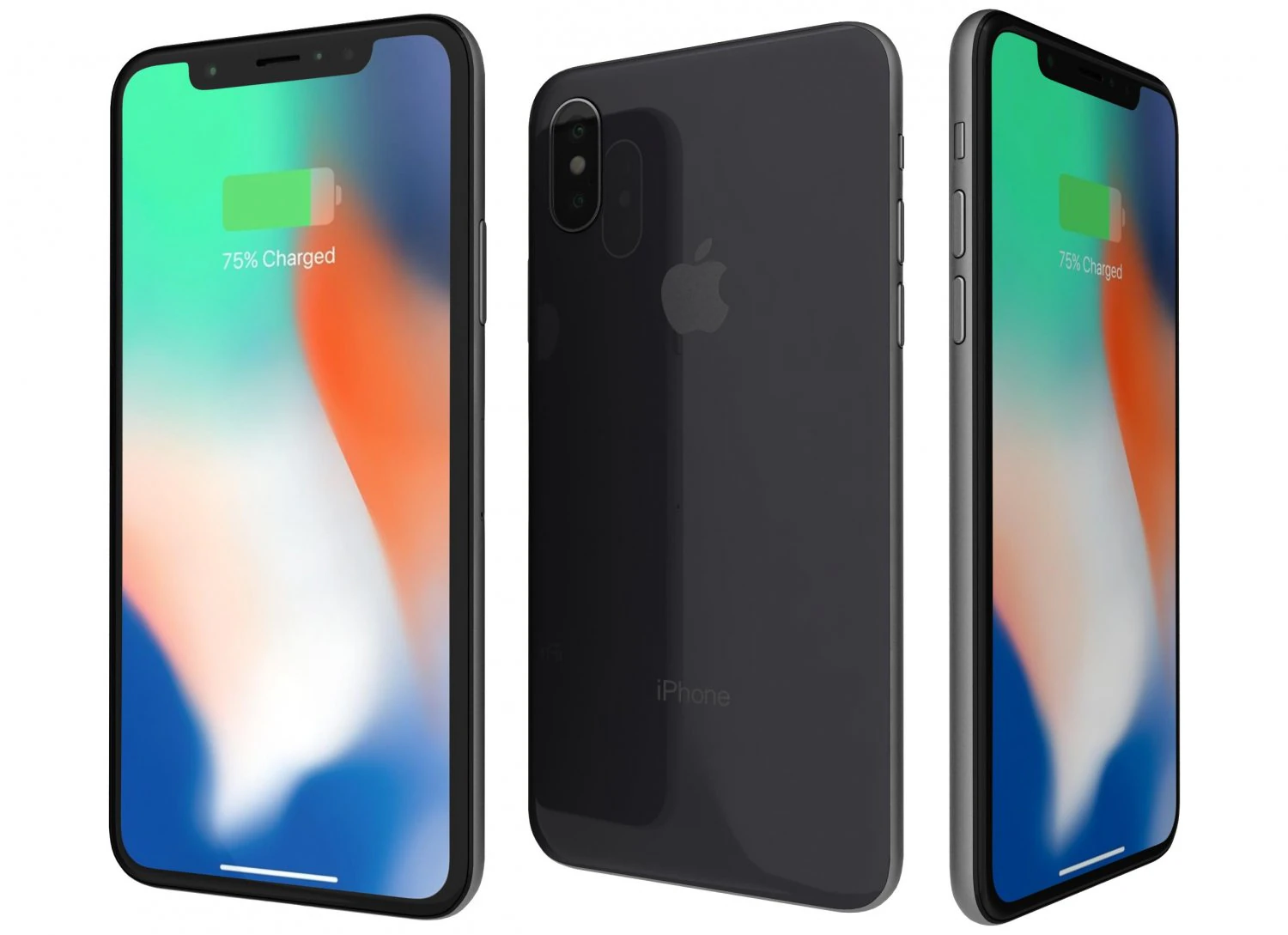 apple iphone x space gray 3D Model .c4d .max .obj .3ds .fbx .stl .blend