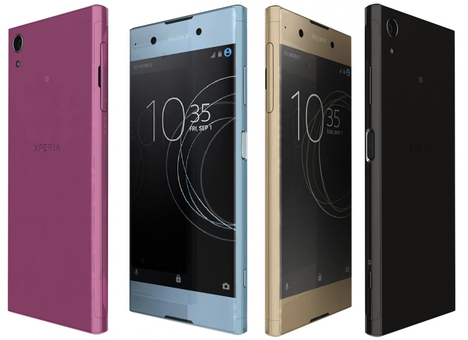 sony xperia xa1 plus all colors 3D Model .c4d .max .obj .3ds .fbx .stl .blend 