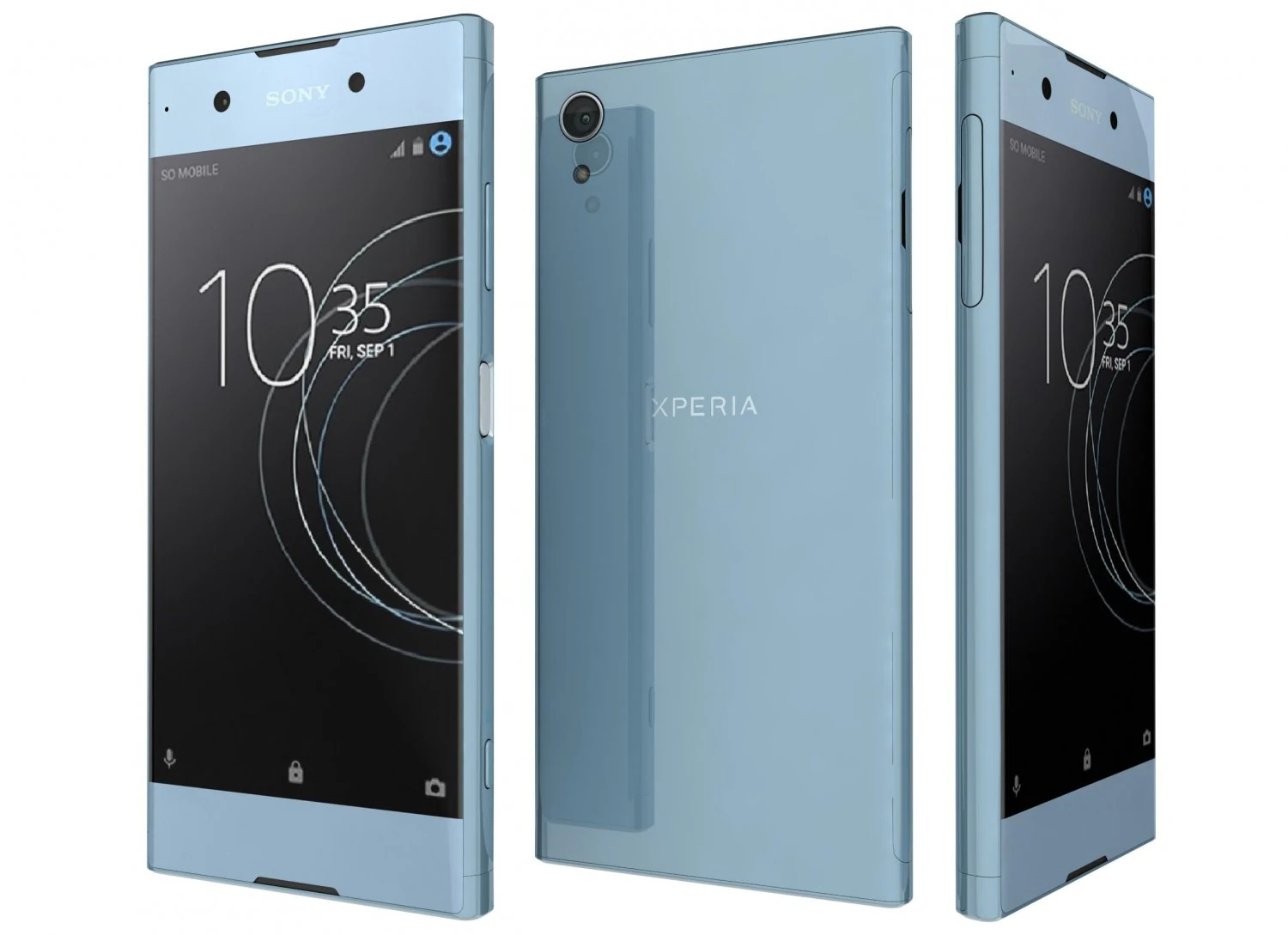 sony xperia xa1 plus blue 3D Model .c4d .max .obj .3ds .fbx .stl .blend