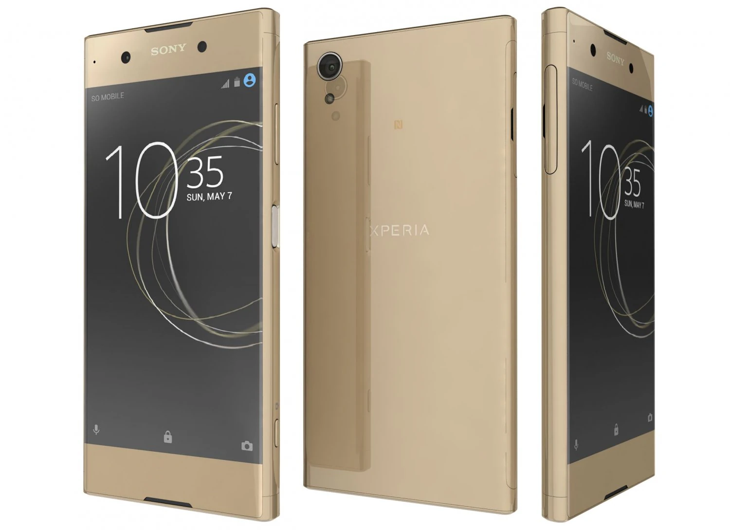 sony xperia xa1 plus gold 3D Model .c4d .max .obj .3ds .fbx .stl .blend