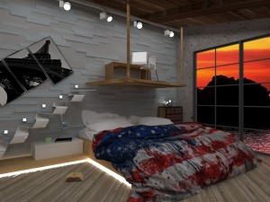 interior bed room eiffel 3D Model