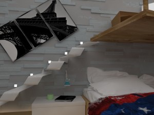 interior bed room eiffel 3D Model