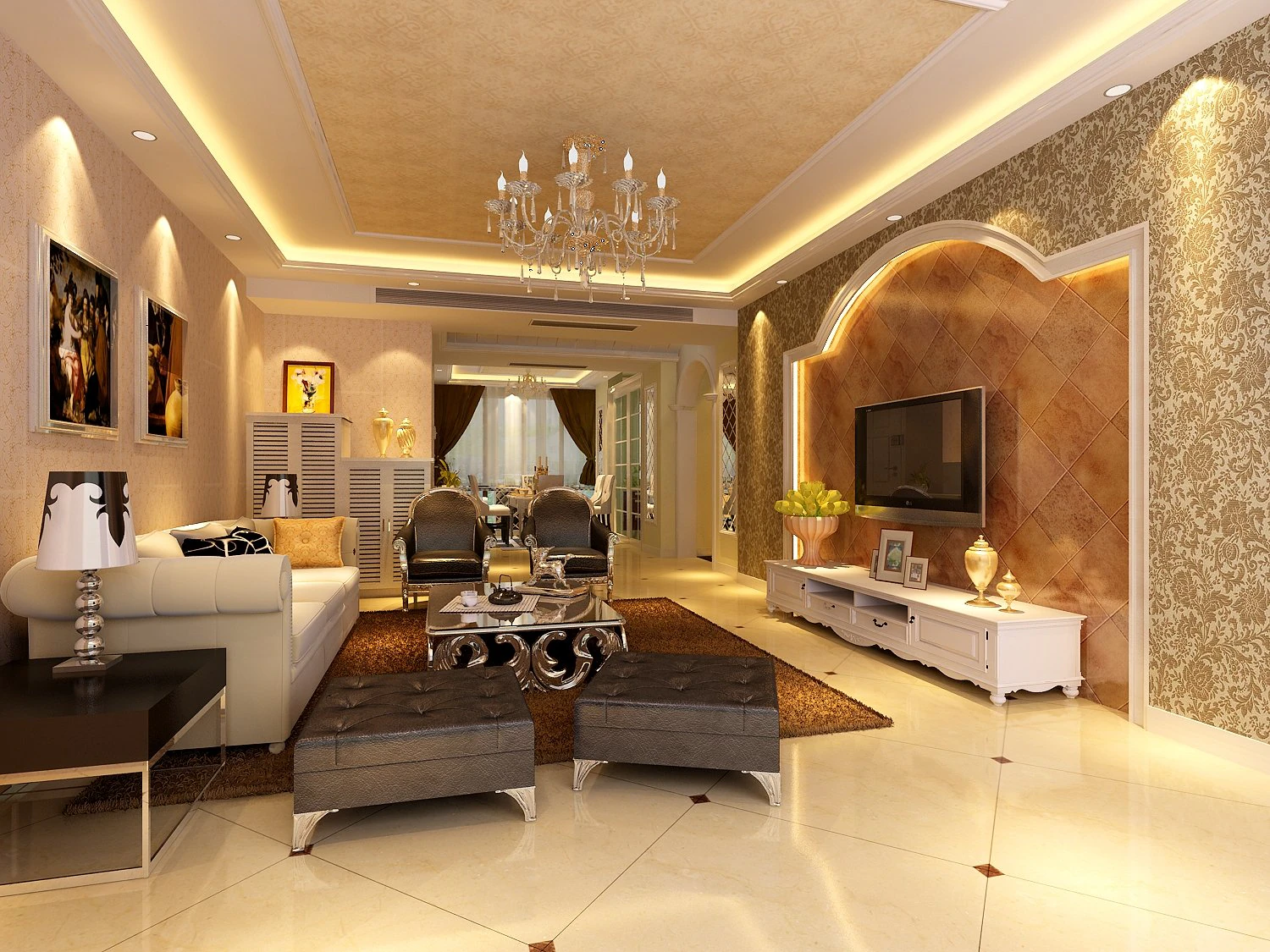 classic living room 3D Model .c4d .max .obj .3ds .fbx .stl .blend 