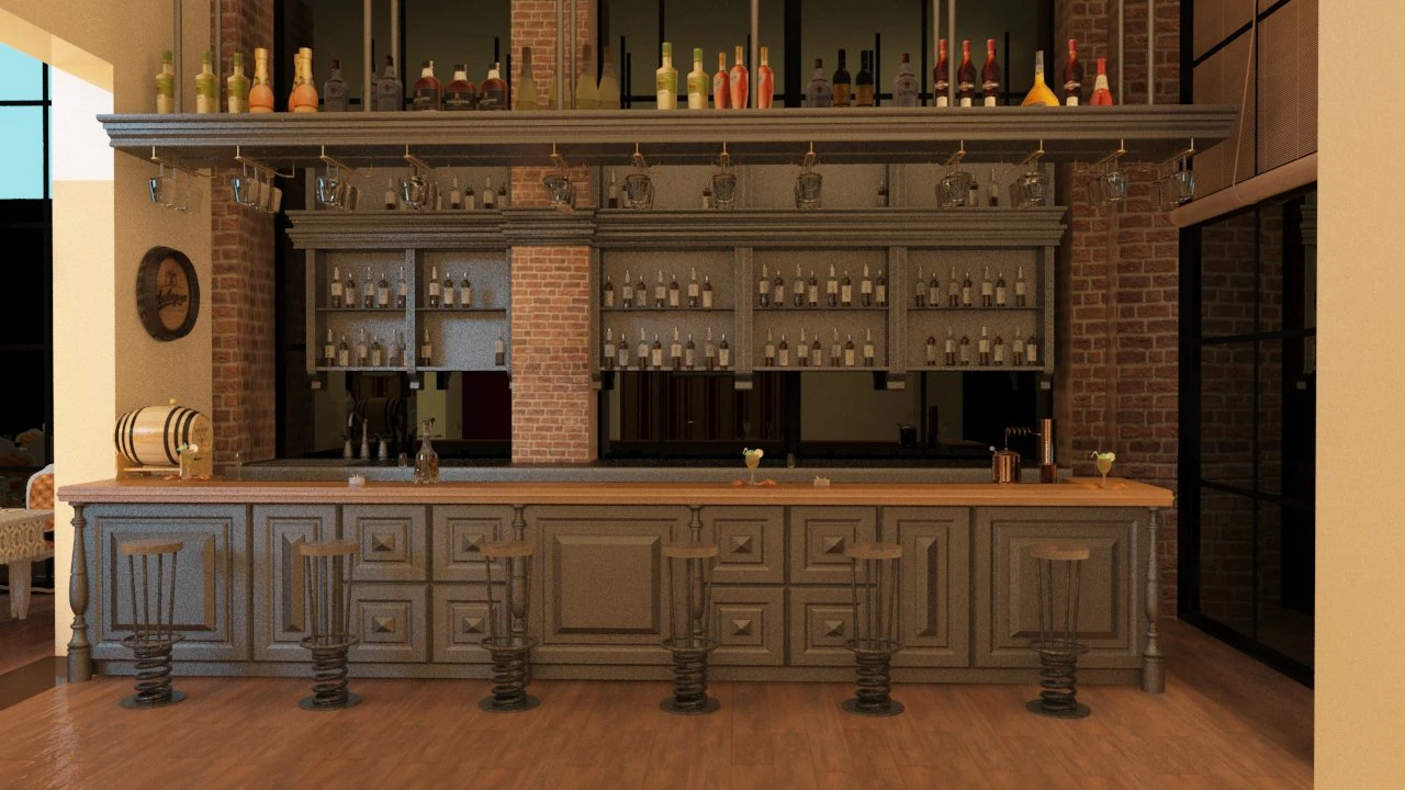 full restaurant and bar with wc 3D Model .c4d .max .obj .3ds .fbx .stl .blend 