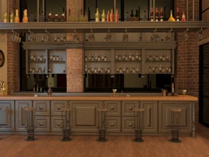 ristorante completo e bar con wc Modello 3D