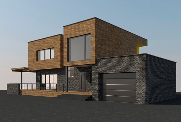 hous 1 - 230 m2 3D Model .c4d .max .obj .3ds .fbx .stl .blend 