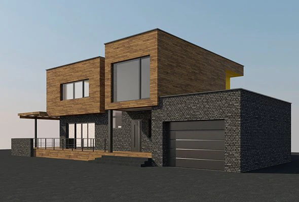 hous 1 - 230 m2 3D Model .c4d .max .obj .3ds .fbx .stl .blend 