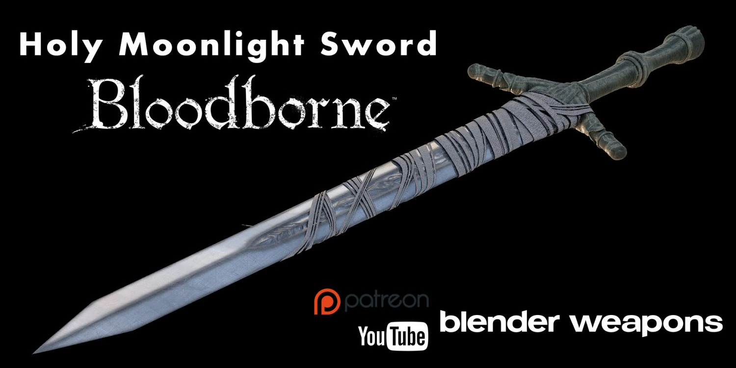 holy moonlight sword - bloodborne 3D Model .c4d .max .obj .3ds .fbx .stl .blend 