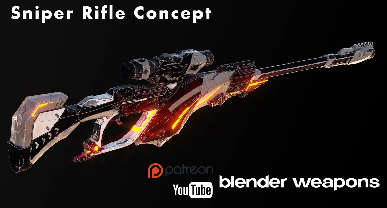 Sniper rifle concept 3D Model .c4d .max .obj .3ds .fbx .stl .blend 