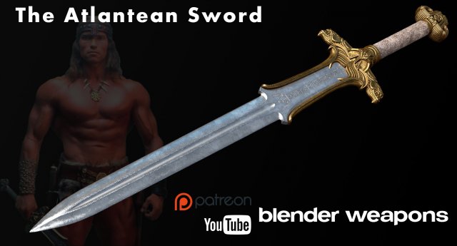 the atlantean sword of conan the barbarian 3D Model .c4d .max .obj .3ds .fbx .stl .blend 