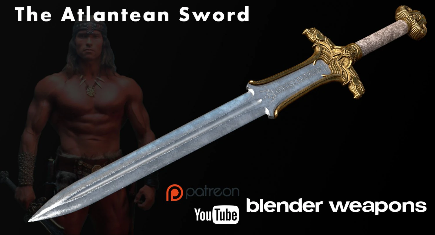 the atlantean sword of conan the barbarian 3D Model .c4d .max .obj .3ds .fbx .stl .blend
