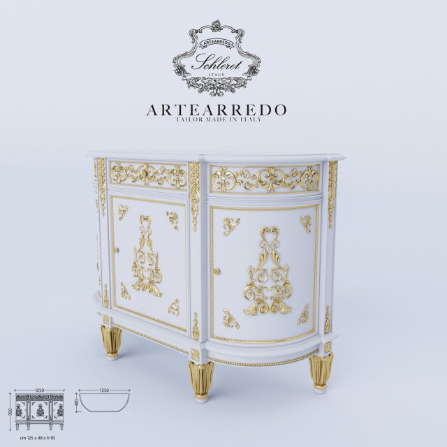 artearredo diner du roi buffet limoges small 3D Model .c4d .max .obj .3ds .fbx .stl .blend 