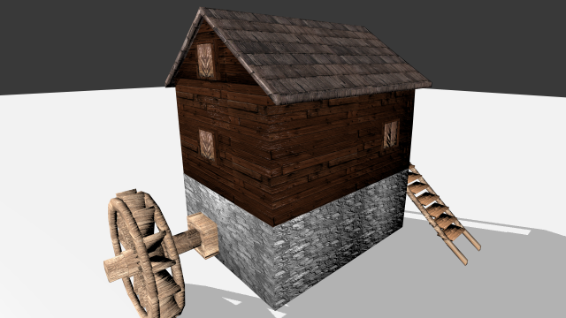 watermill 3D-Modell .c4d .max .obj .3ds .fbx .stl .blend 