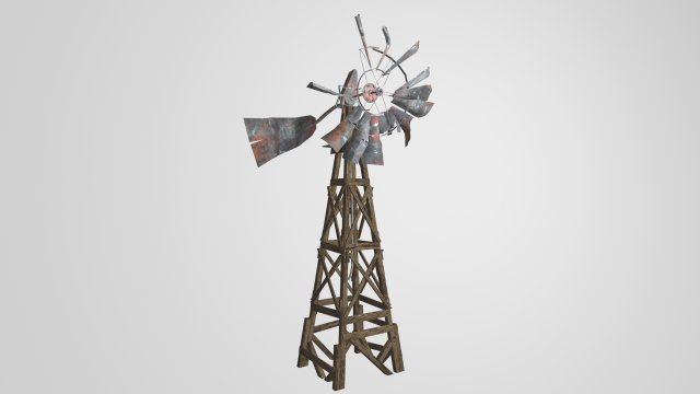 old farm broken windmill 3D Model .c4d .max .obj .3ds .fbx .stl .blend 