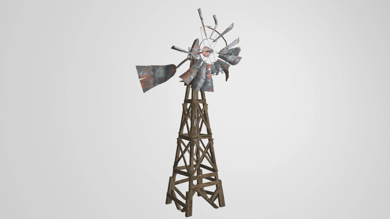 old farm broken windmill 3D Model .c4d .max .obj .3ds .fbx .stl .blend 