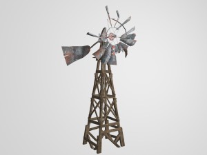 old farm broken windmill Modelo 3D