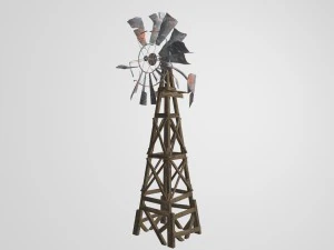 old farm broken windmill 3D Model