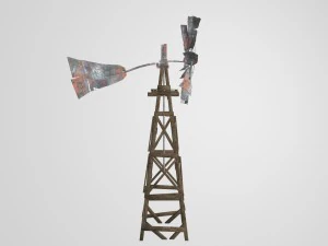 old farm broken windmill 3D Model