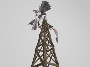 old farm broken windmill 3D Model