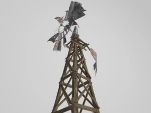 old farm broken windmill 3D Model