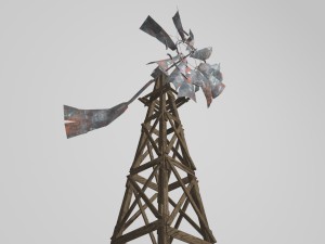 old farm broken windmill 3D Model