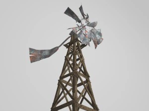 old farm broken windmill 3D Model