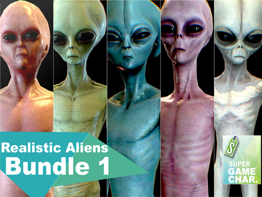 realistic aliens bundle 1 3D Model .c4d .max .obj .3ds .fbx .stl .blend 