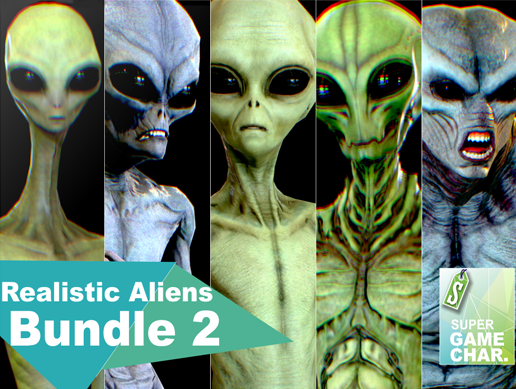 realistic aliens bundle 2 Modèle 3D .c4d .max .obj .3ds .fbx .stl .blend 