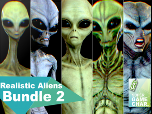 realistic aliens bundle 2 3D Model