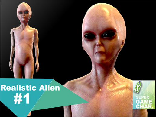 realistic alien 1 Model 3D .c4d .max .obj .3ds .fbx .stl .blend 