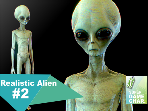realistic alien 2 3D Модель .c4d .max .obj .3ds .fbx .stl .blend 