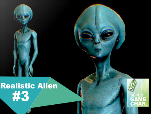 realistic alien 3 3D Model .c4d .max .obj .3ds .fbx .stl .blend 
