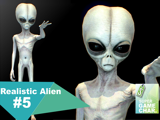 realistic alien 5 3D Model .c4d .max .obj .3ds .fbx .stl .blend 