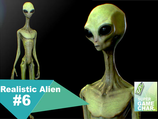 realistic alien 6 3D Model .c4d .max .obj .3ds .fbx .stl .blend