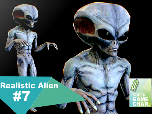 realistic alien 7 Model 3D .c4d .max .obj .3ds .fbx .stl .blend 