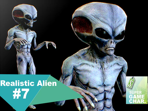 realistic alien 7 3D Model .c4d .max .obj .3ds .fbx .stl .blend 