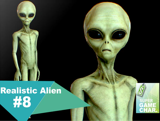 realistic alien 8 3D Model .c4d .max .obj .3ds .fbx .stl .blend 